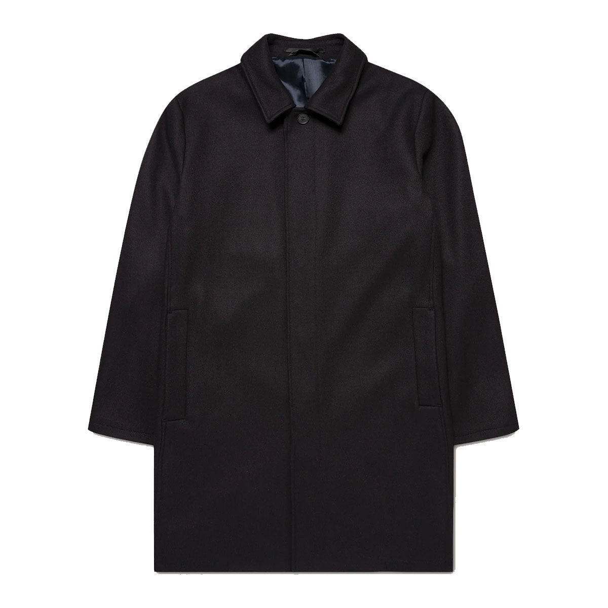 Sunspel Boiled Wool Jersey Coat Navy