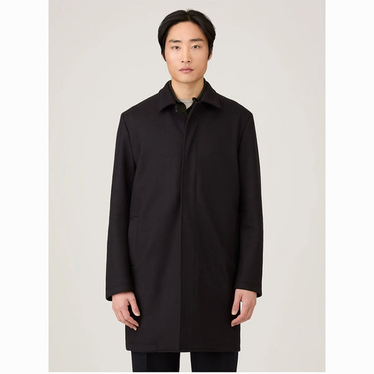Sunspel Boiled Wool Jersey Coat Navy