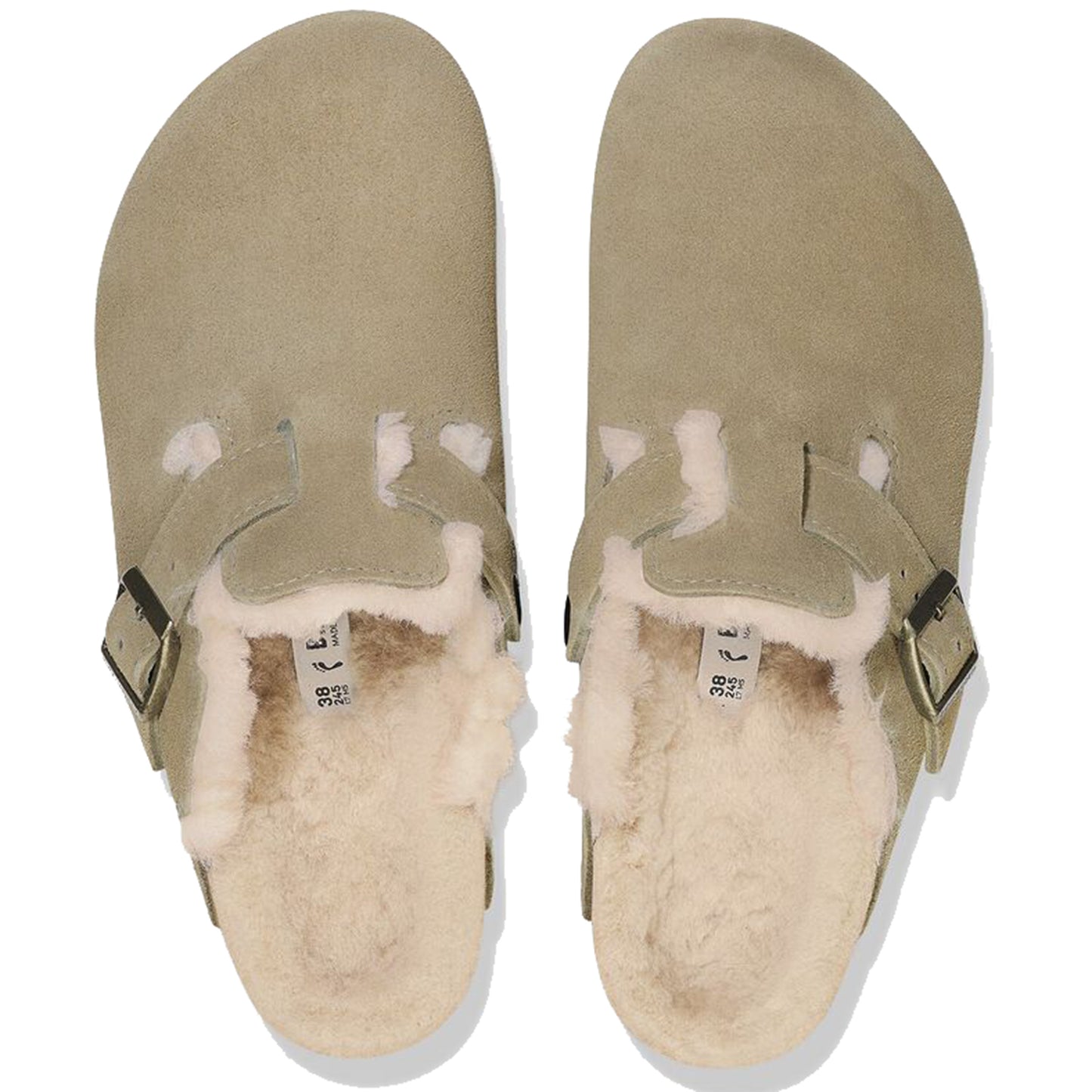 Birkenstock Boston NF Shearling Suede Leather Taupe
