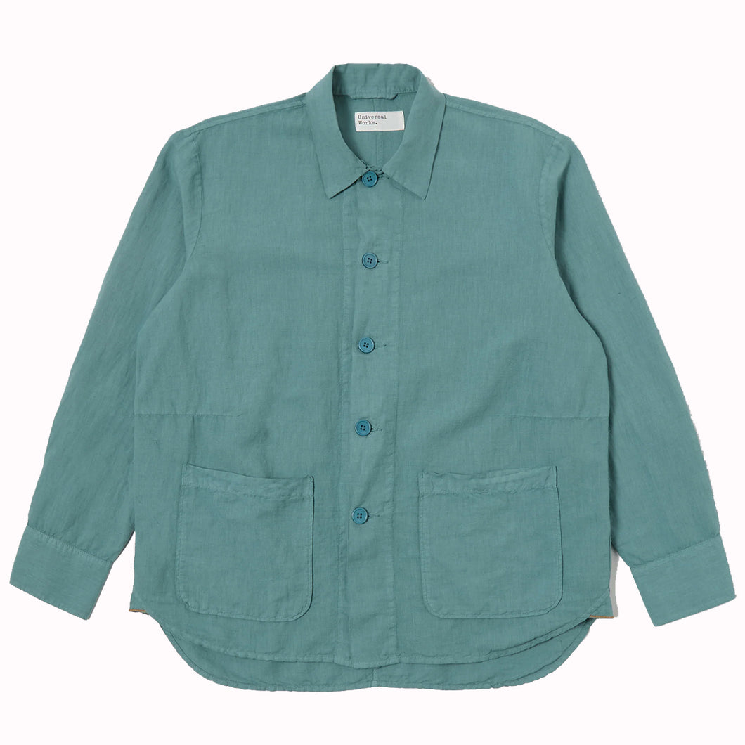 Universal Works Linen Cotton Travail Shirt Sea Blue