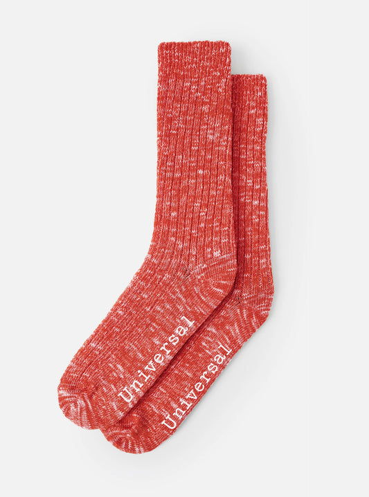 Universal Works Slub Knit Slub Sock Red