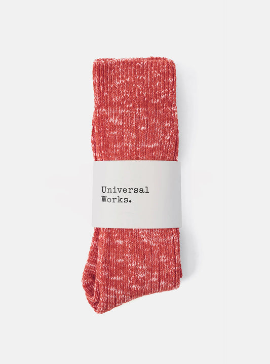Universal Works Slub Knit Slub Sock Red