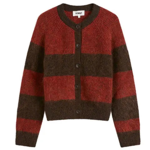 YMC Foxtail Stripe Cardigan Red / Brown