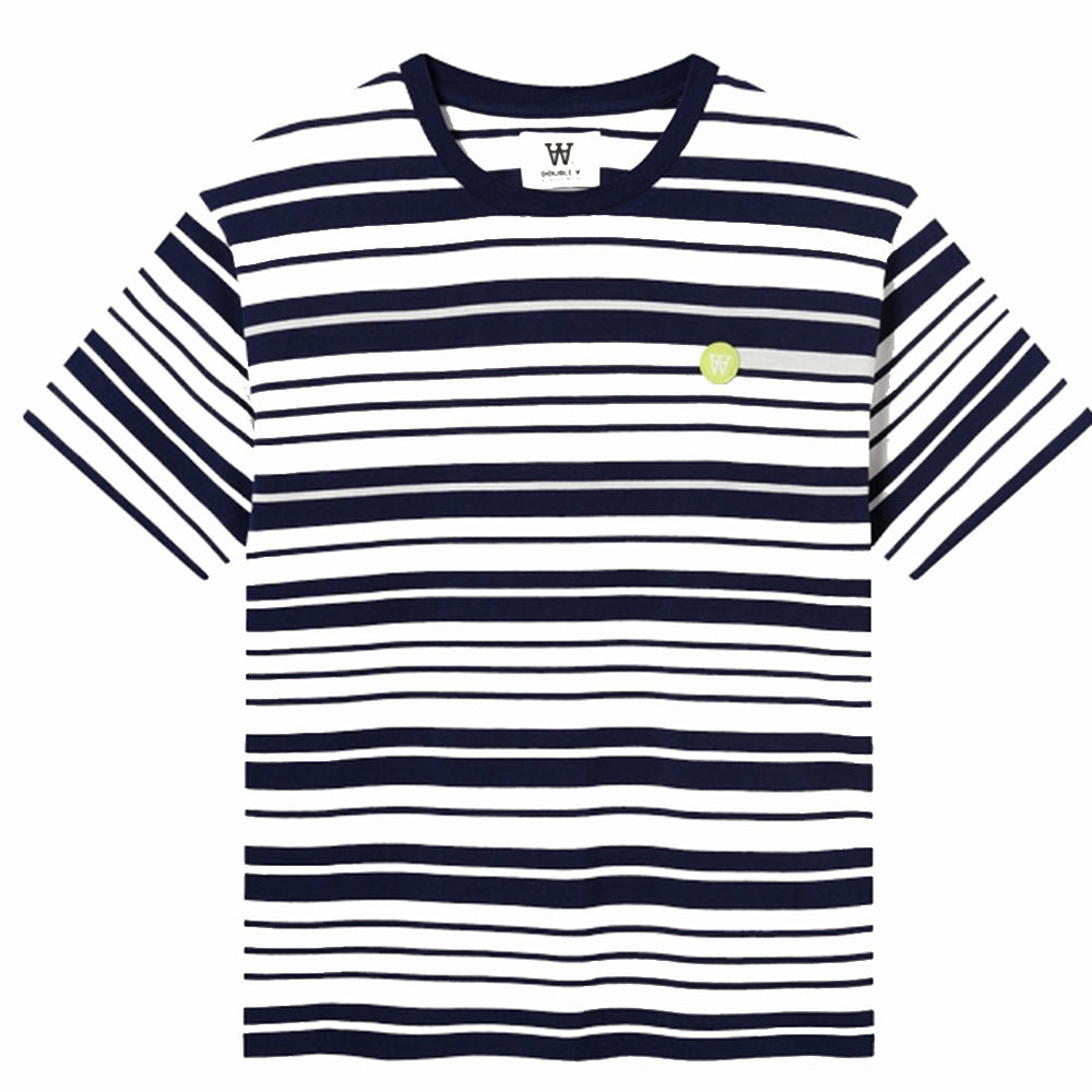 Wood Wood Ace Stripe T-Shirt Off White/ Navy Stripes