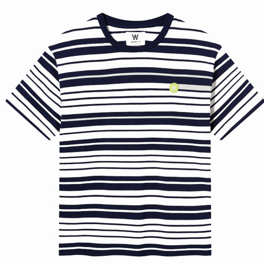 Wood Wood Ace Stripe T-Shirt Off White/ Navy Stripes