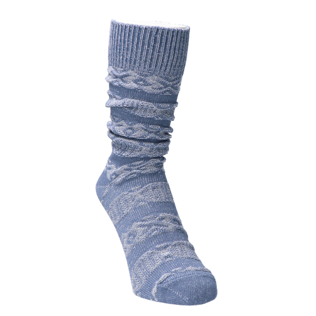 Kinari Cotton Links Pattern Crew Sock Blue