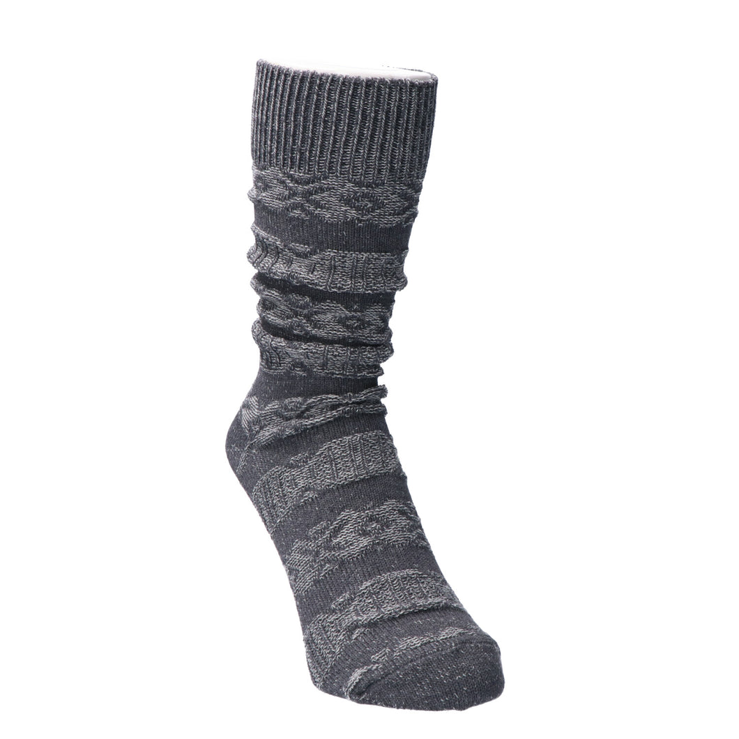 Kinari Cotton Links Pattern Crew Sock Grey