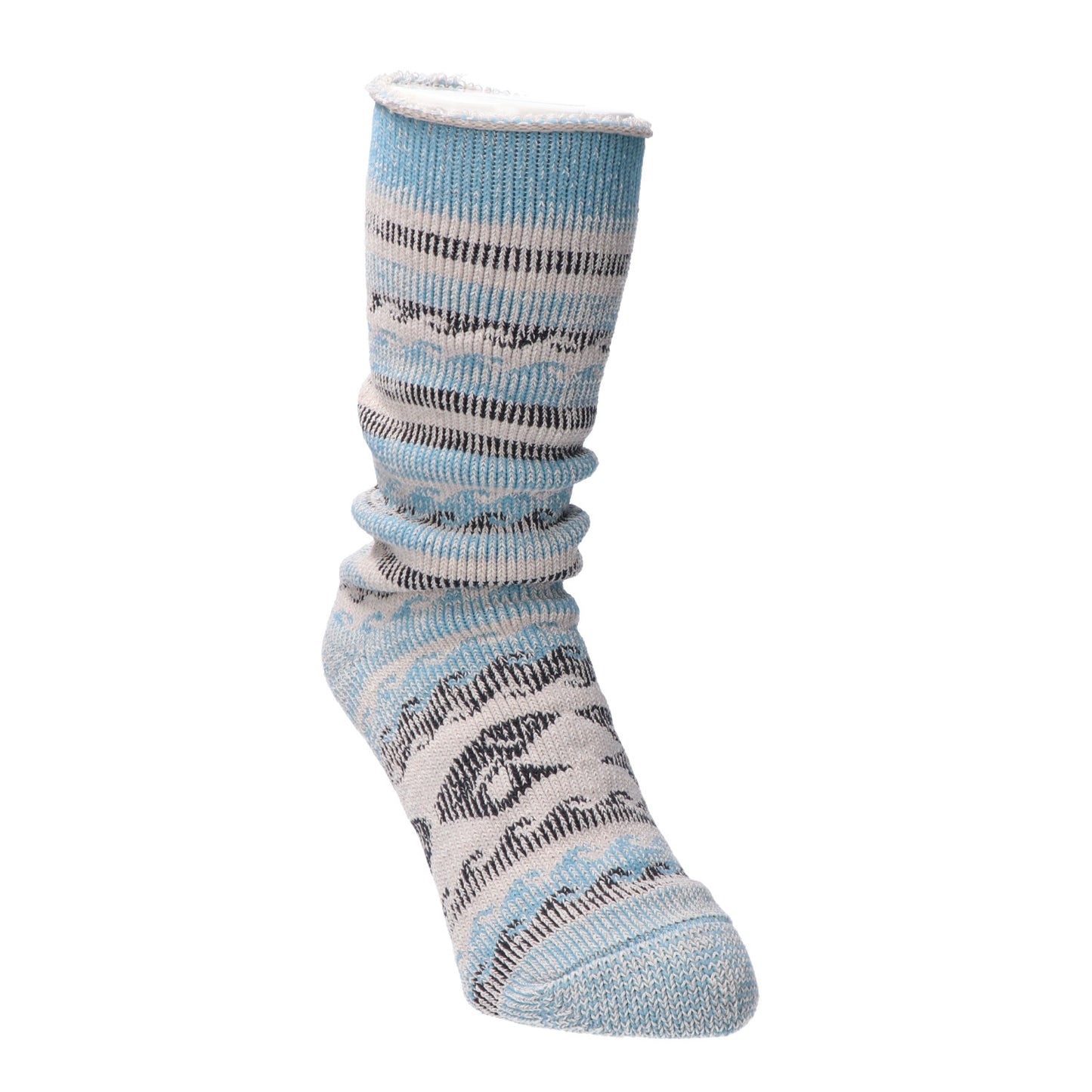 Kinari Natural Symbol Pattern Crew Sock Blue