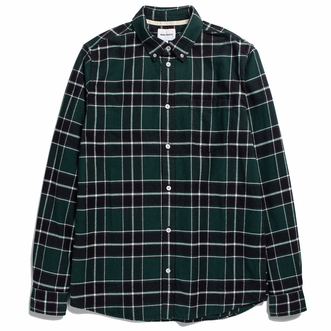 Norse Projects Anton Brushed Flannel Check Varsity Green