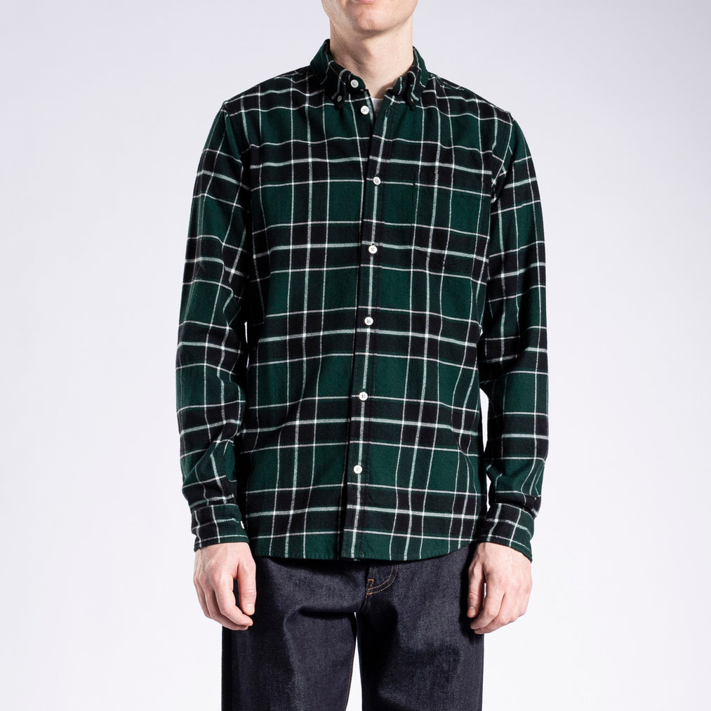 Norse Projects Anton Brushed Flannel Check Varsity Green