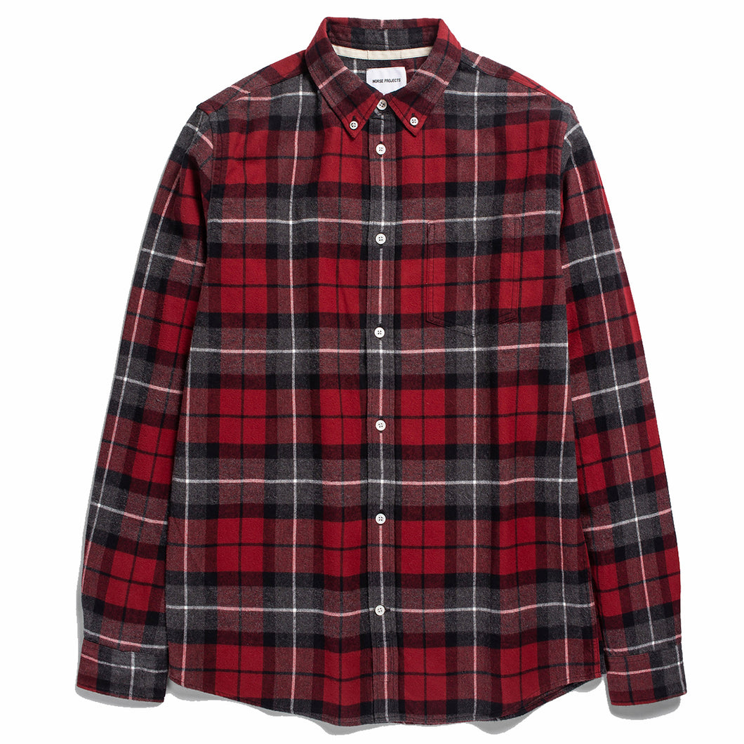 Norse Projects Anton Brushed Flannel Check Burgundy