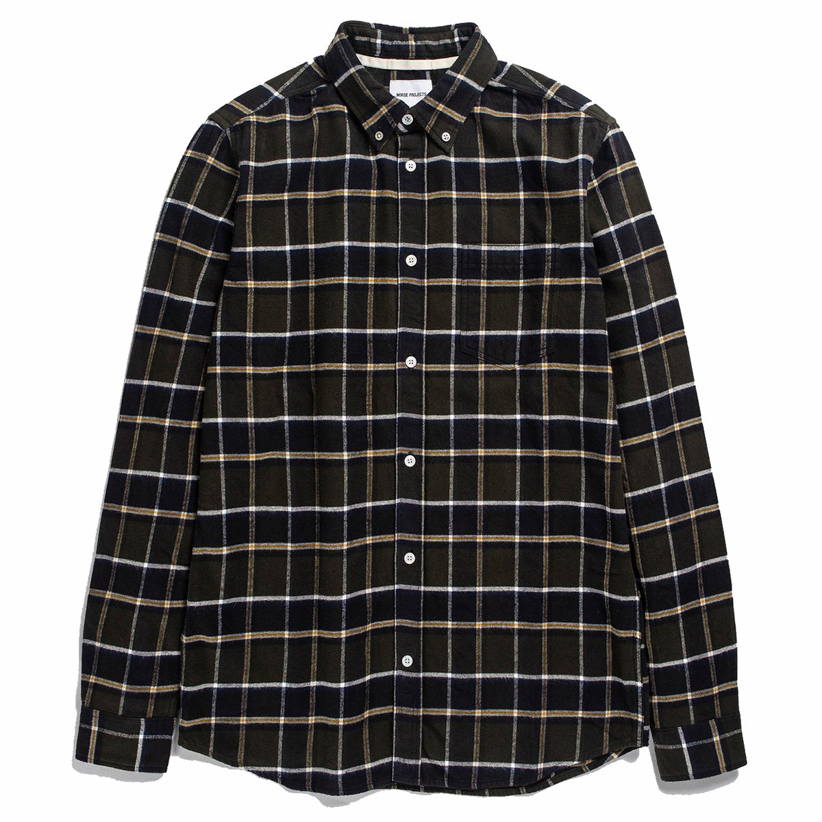 Norse Projects Anton Brushed Flannel Check Beech Green