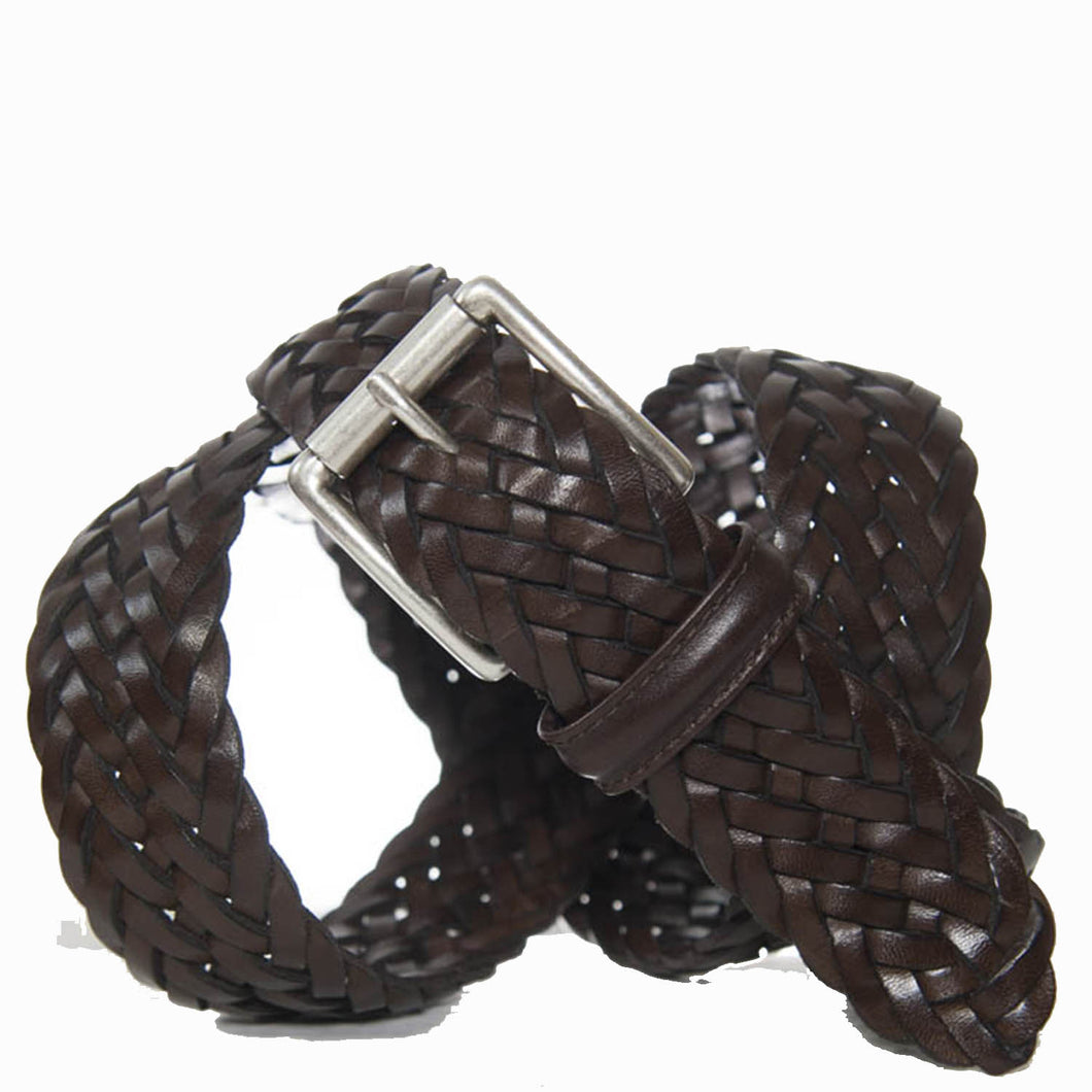 Andersons Classic Woven Leather Belt Dark Brown