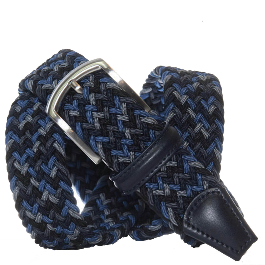Andersons Classic Elastic Woven Belt Navy/Black/Grey/Blue