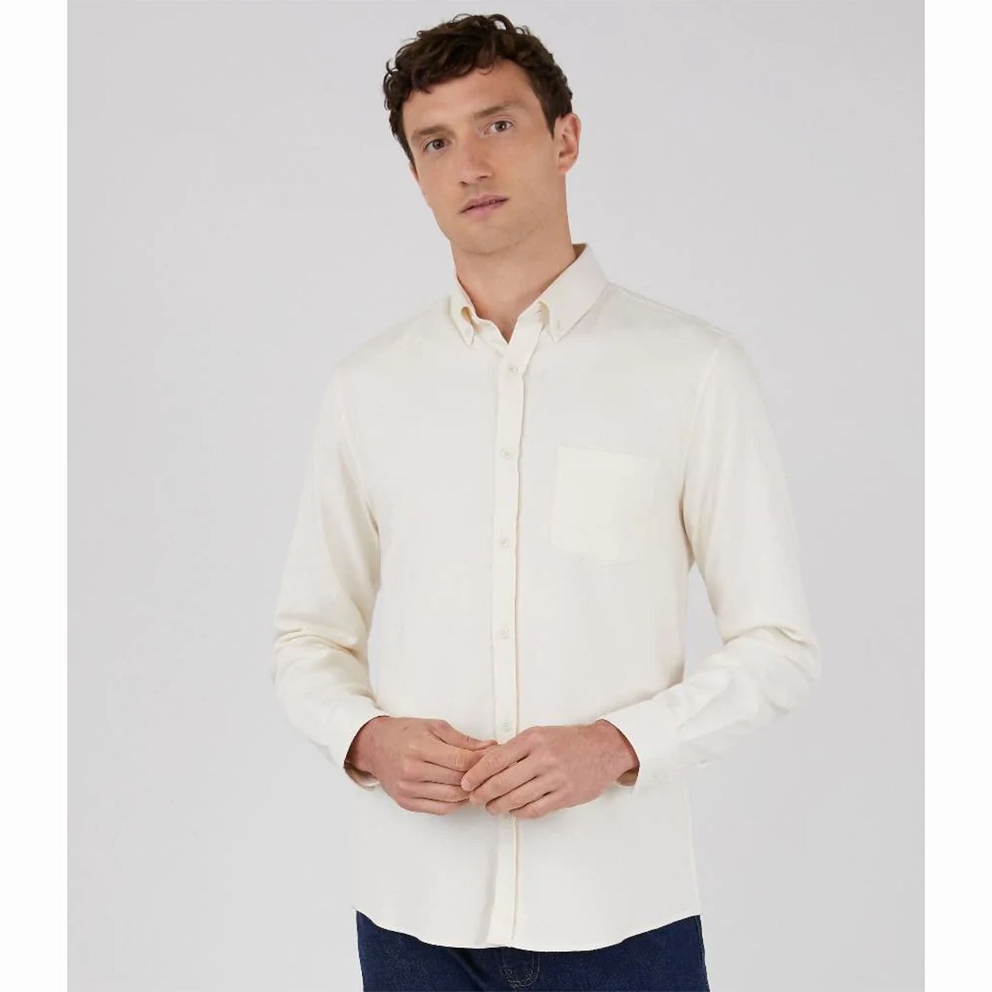 Sunspel Button Down Shirt Ecru