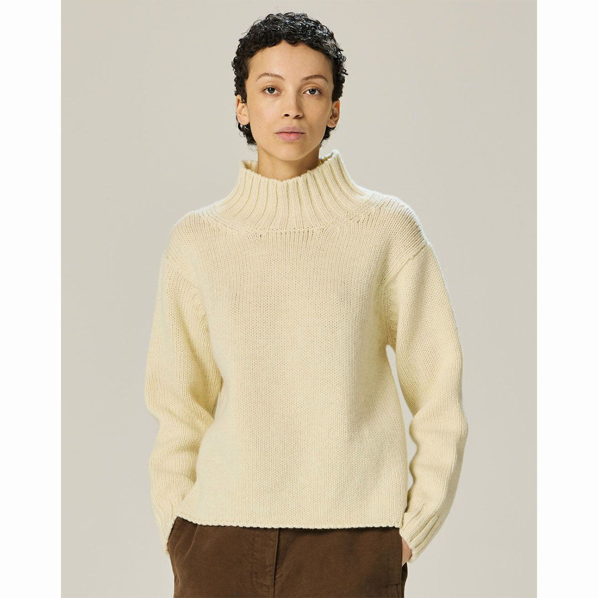 MHL W' Wide Neck Wool Sweater Natural