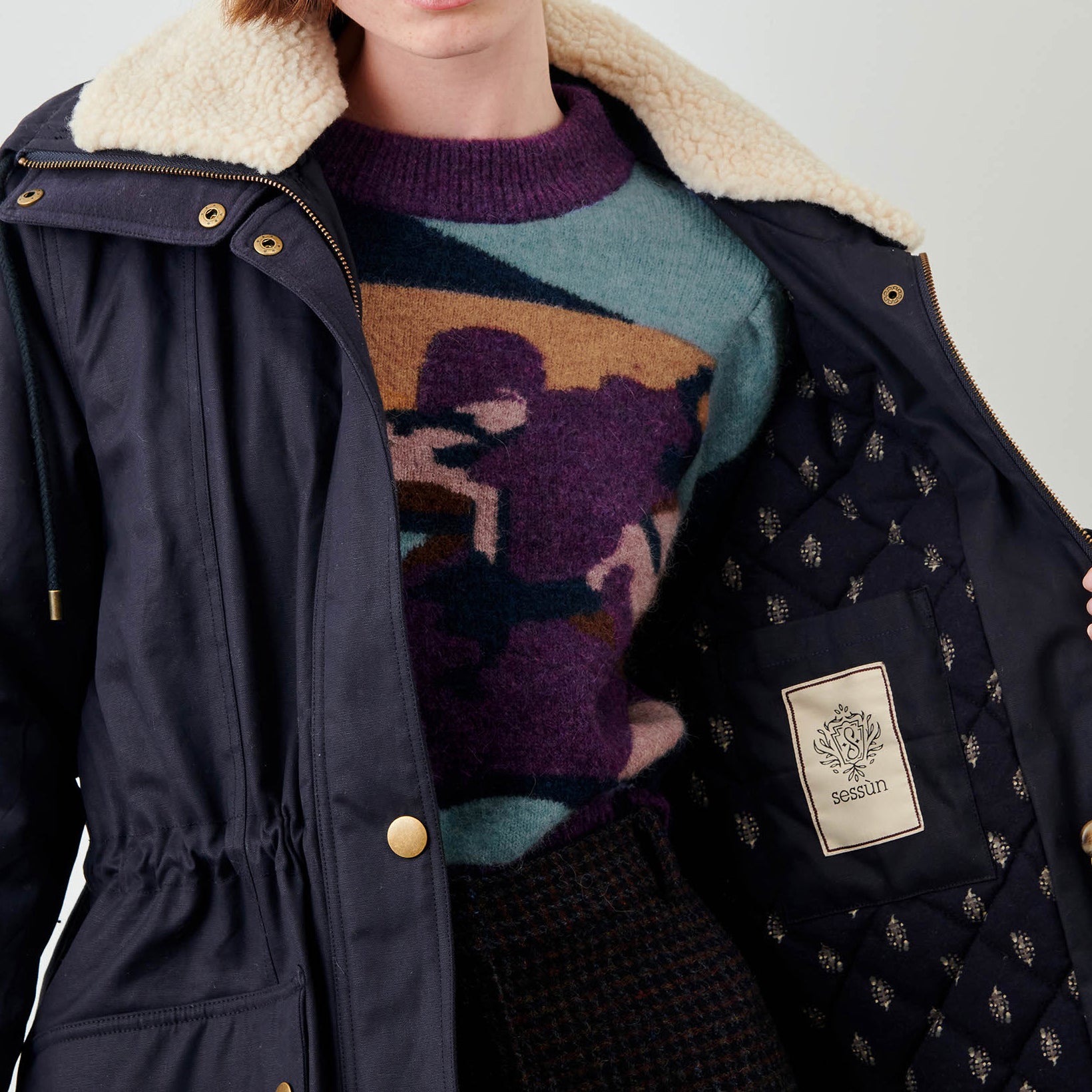 Sessun Lucy Walker Parka Dark Navy