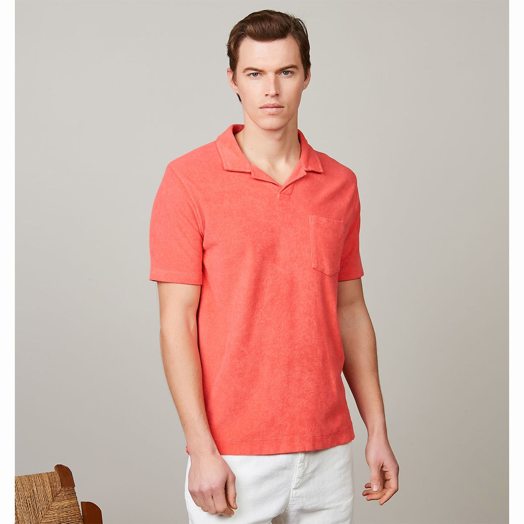 Hartford Knitted Terry Polo Coral