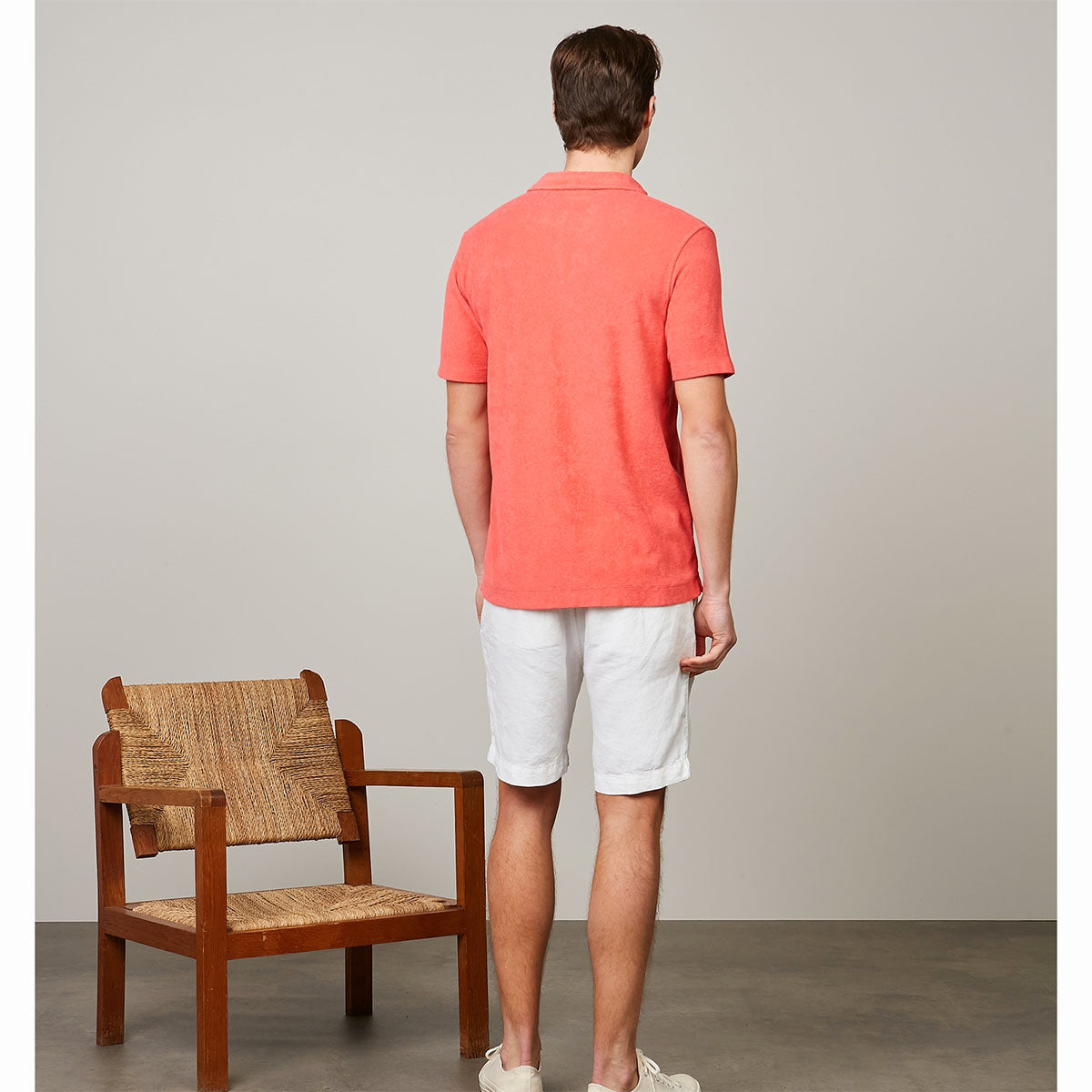 Hartford Knitted Terry Polo Coral