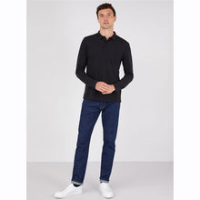 Load image into Gallery viewer, Sunspel Cotton Riviera Long Sleeve Polo Shirt Black
