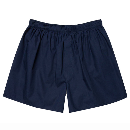 Sunspel Cotton Poplin Boxer Short Navy