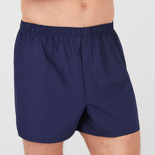 Sunspel Cotton Poplin Boxer Short Navy