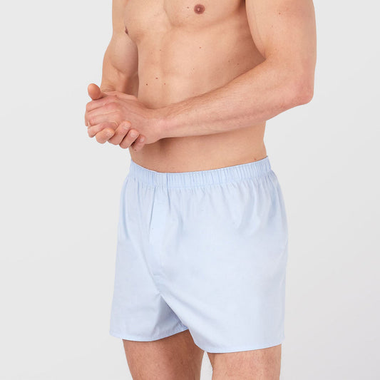 Sunspel Cotton Poplin Boxer Short Plain Blue