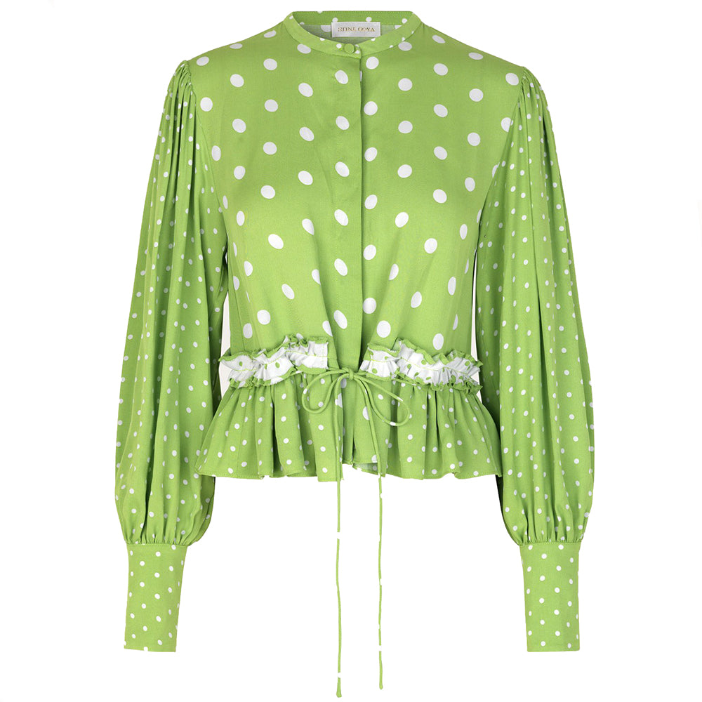 Stine Goya Mena Top Dots Green