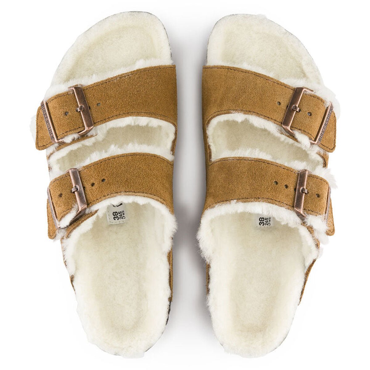 Birkenstock Arizona Shearling Suede Leather Narrow Fit Mink