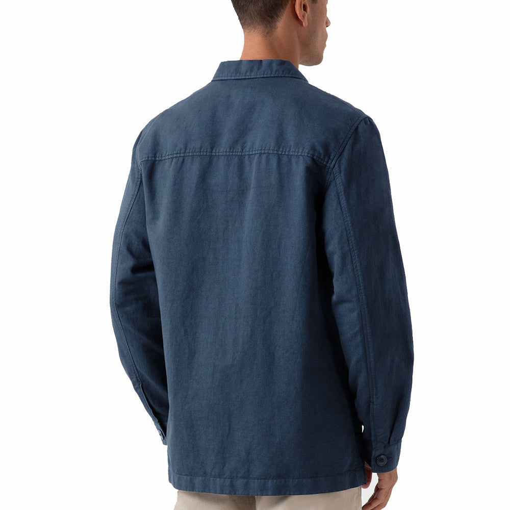 Sunspel Cotton Linen Twin Pocket Jacket Shale Blue