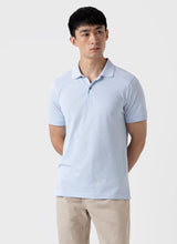 Load image into Gallery viewer, Sunspel Pique Polo Shirt Pastel Blue
