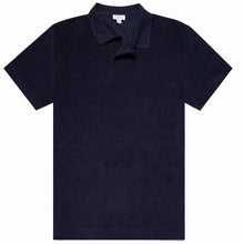 Load image into Gallery viewer, Sunspel Towelling Polo Shirt Navy
