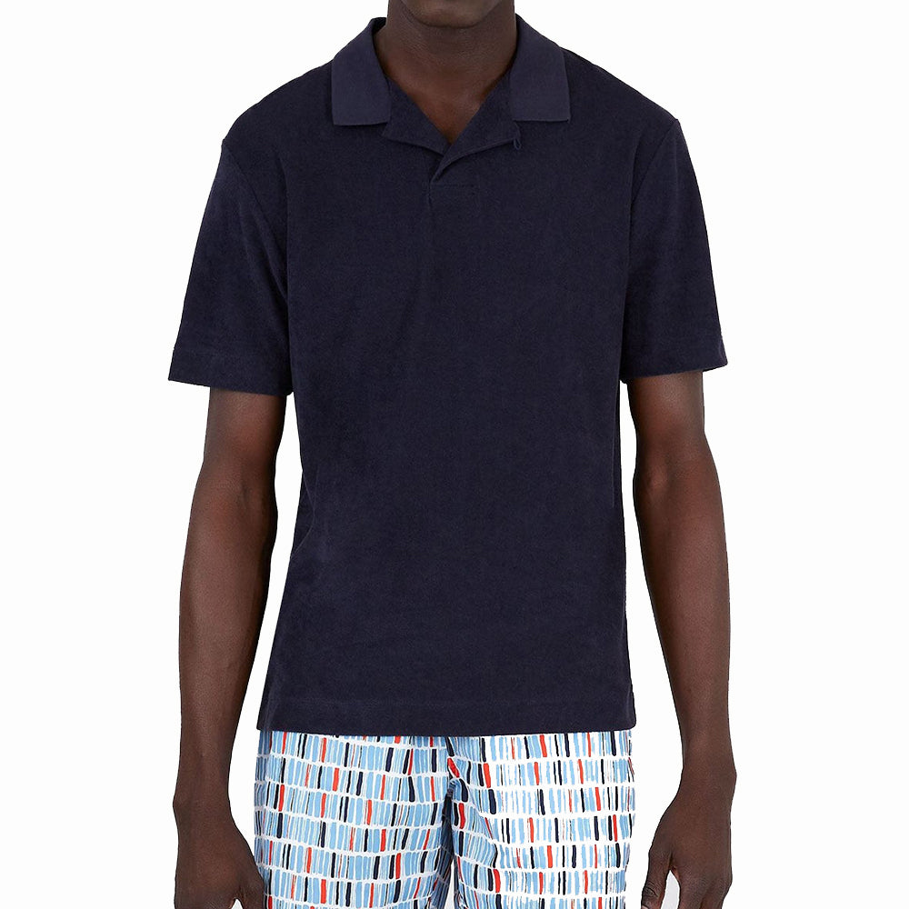Sunspel Towelling Polo Shirt Navy