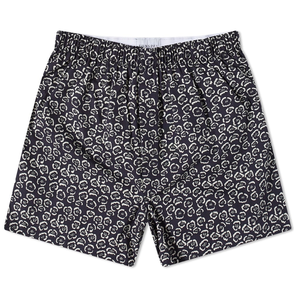 Sunspel Printed Boxer Short Navy / Ecru