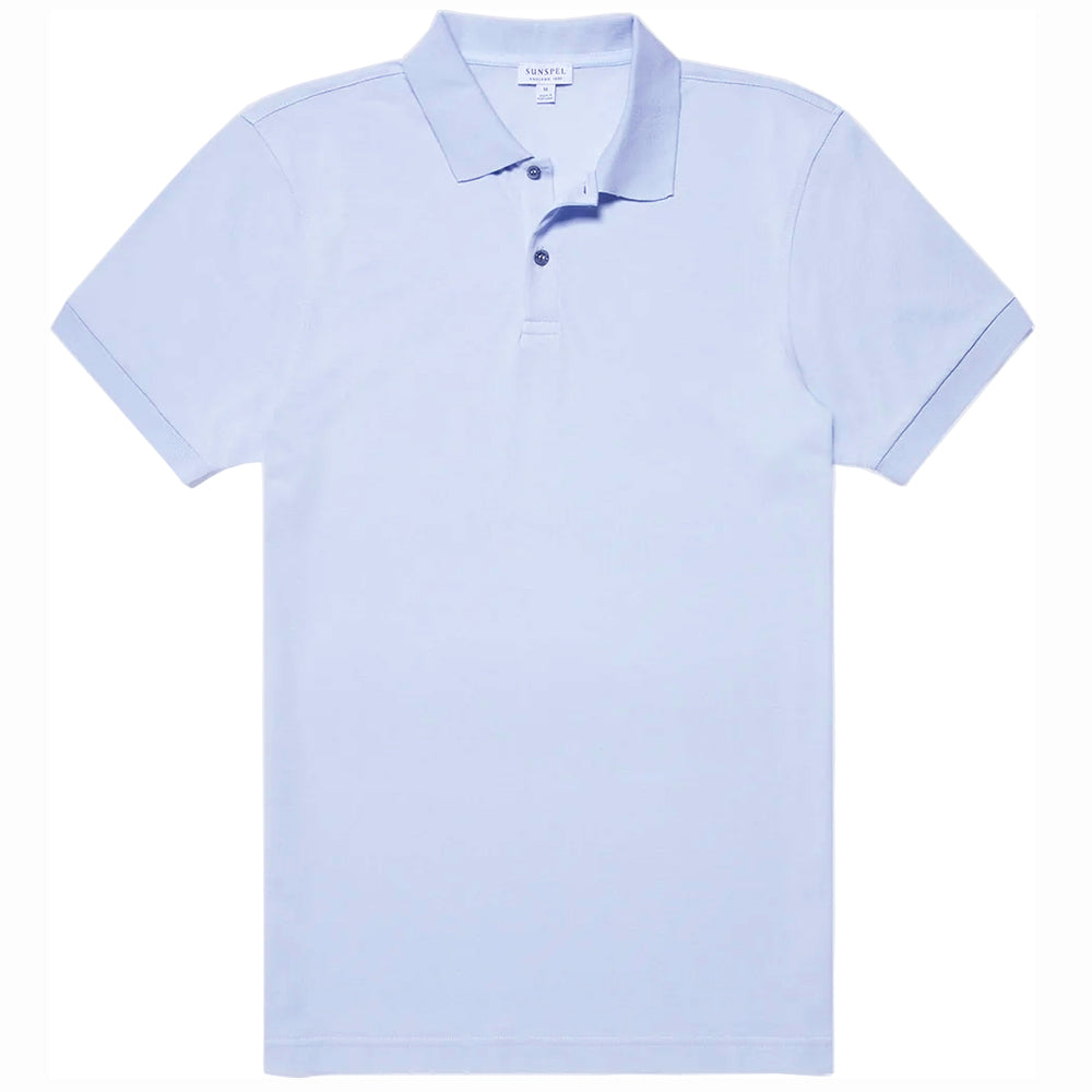 Sunspel Pique Polo Shirt Pastel Blue