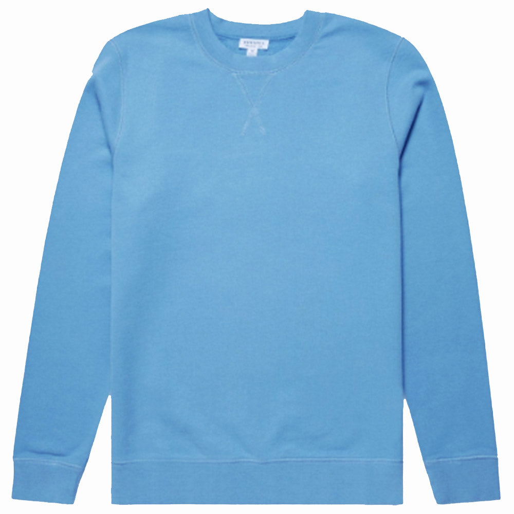 Sunspel Loopback Sweatshirt Mid Blue